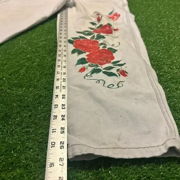 Vintage Hand-Painted Rose Pants - Picture 2 of 4